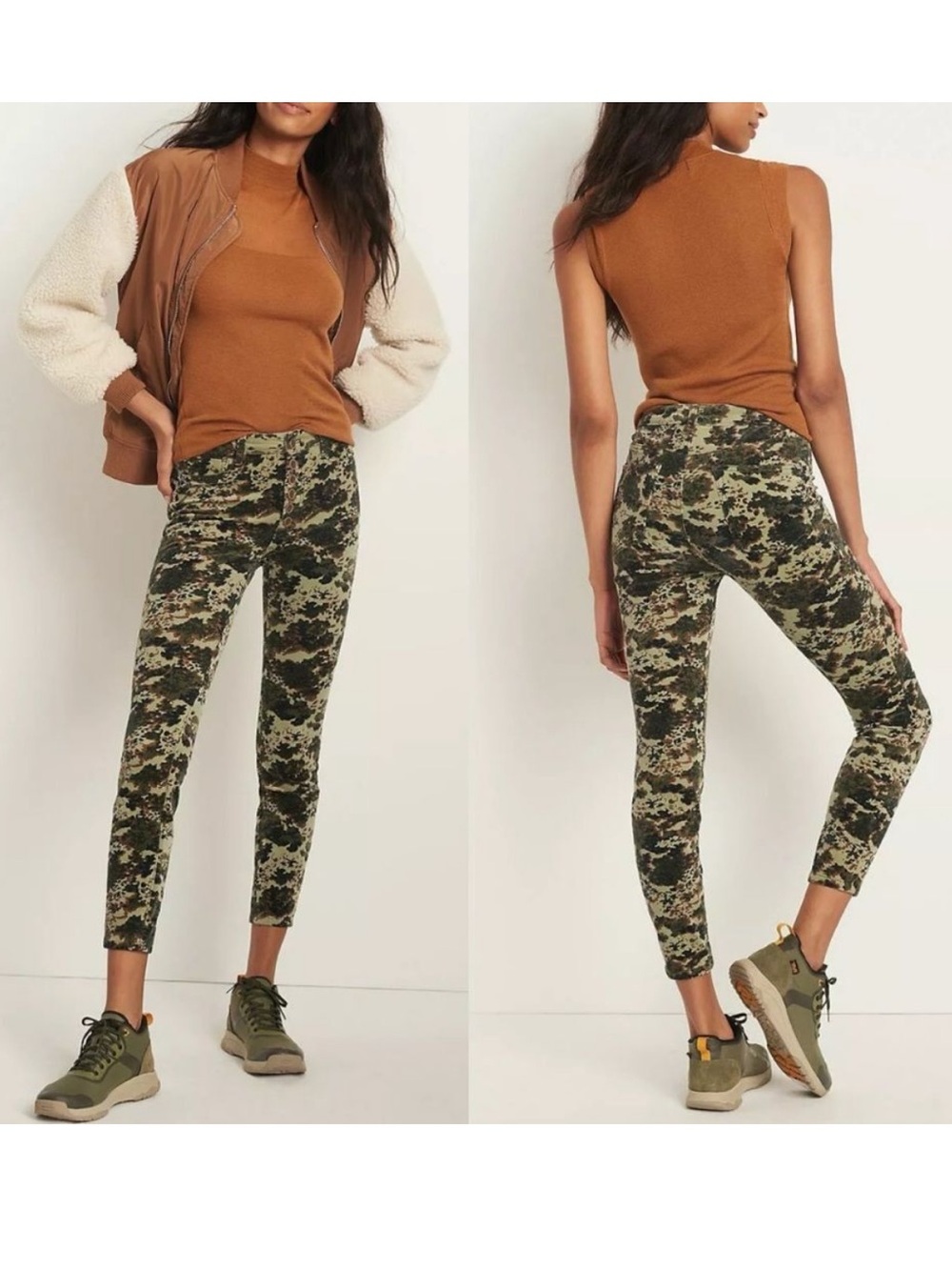 Anthropologie Pilcro Velvet Corduroy Pants Size 26 Green Skinny Camo Button Fly